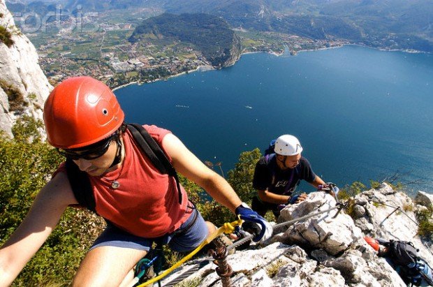 "Rock Climbing Above Lake Garda in Italy"