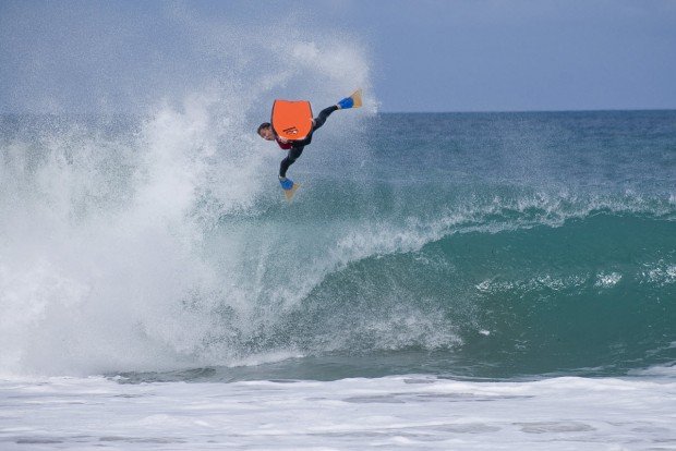 "Jumping over the waves insane bodyboarder"