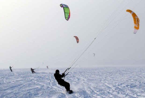 "Kitesurfer at Boyndie Bay"