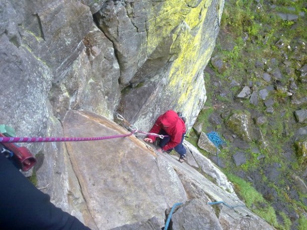 "Rock Climbing at Huntly's Cave"