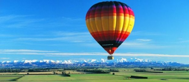 "Hot Air Ballooning over Canterbury Plains"