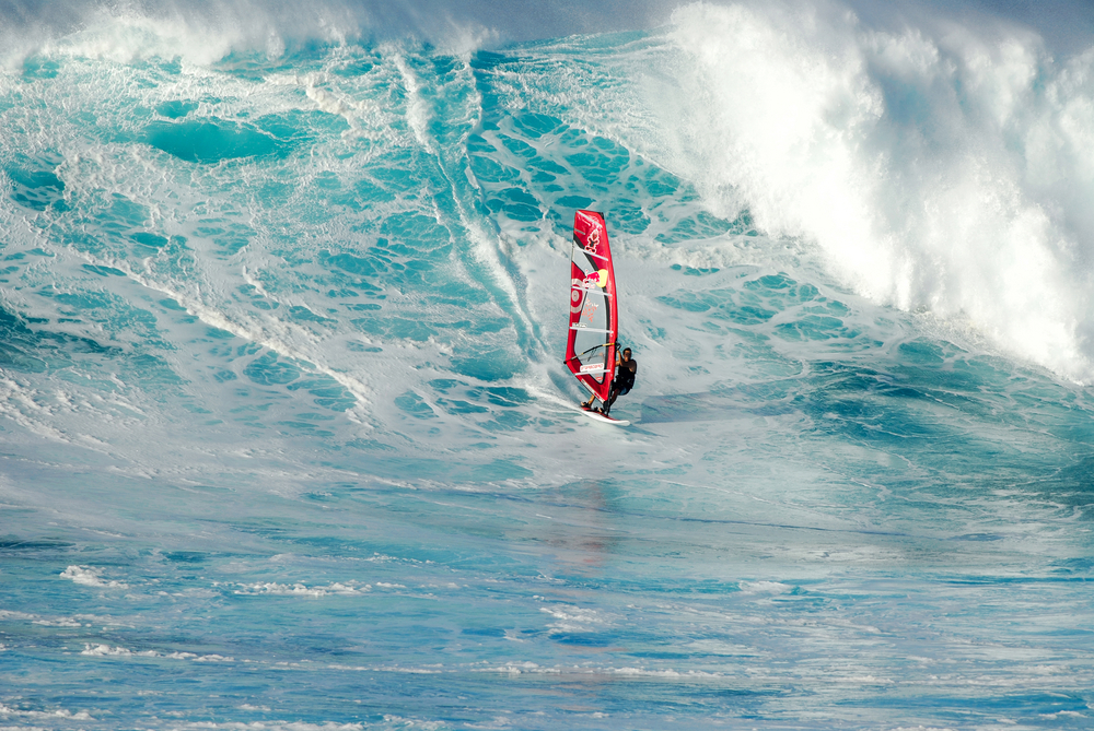 Wind Surfing Jaws Beach Kahului Hawaii USA