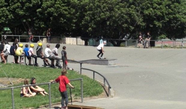 "Skateboarder at Bishopdale Skatepark"