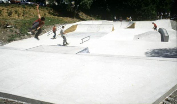 "Skateboarders at Arrowtown Skatepark"