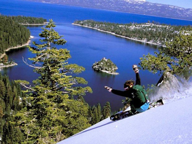 "Snowboarding at beautiful Alpine Meadows"