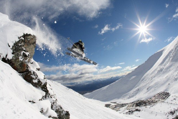 "Skier making a jump"
