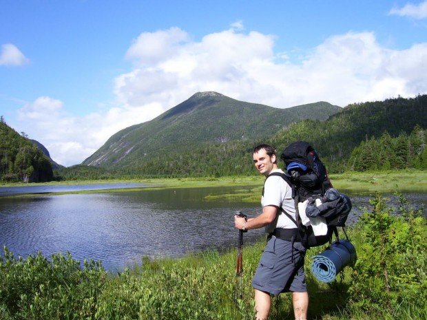 "Backpacker near a lake"
