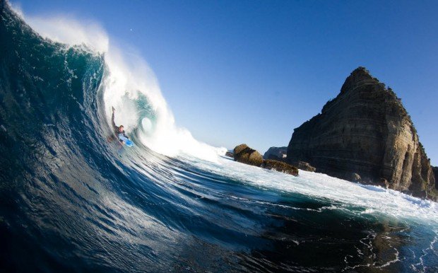 "Bodyboarding on beautiful shores"