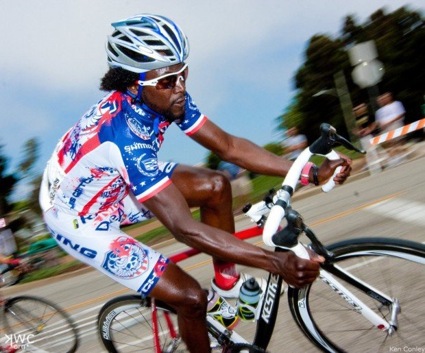 "Cyclist at Sonora Pass"