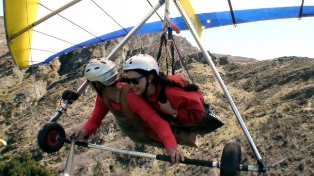 "Hang Gliders over Coronet Peak"