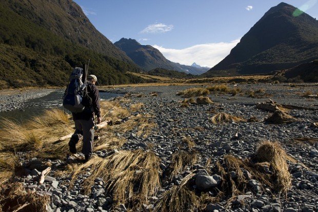 "Hiker at Greenstone-Caples Track"