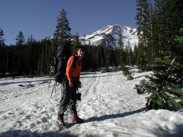 "Hiker at Mount Shasta"