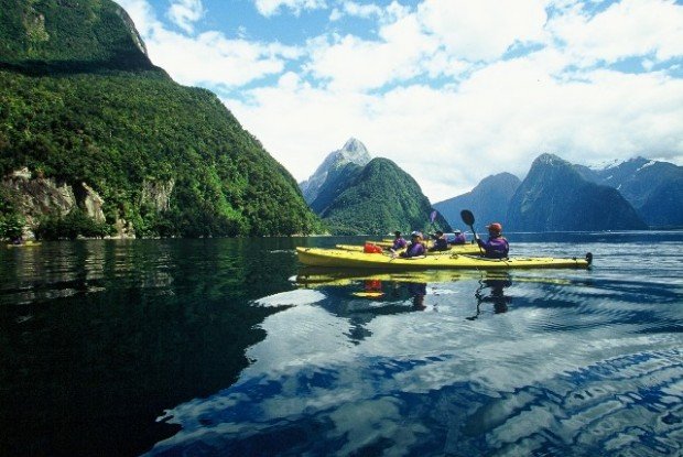 "Kayaking at Milford Sound"