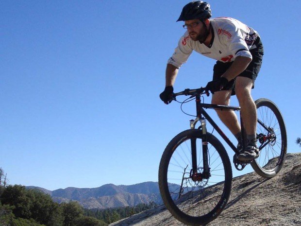 "Mountain Biker Freeriding at Mount Shasta"