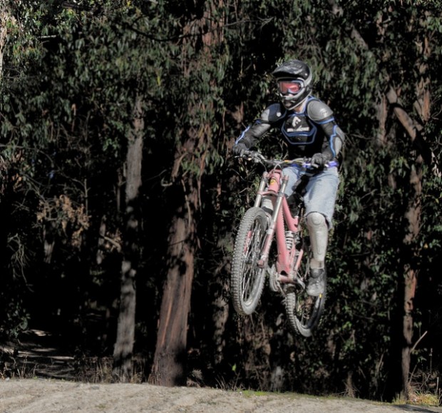 "Mountain biker at Victoria Park"