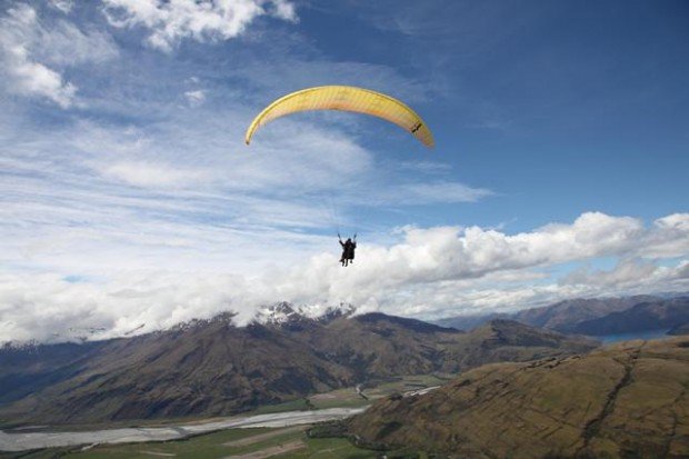 "Paragliders over Treble Cone"