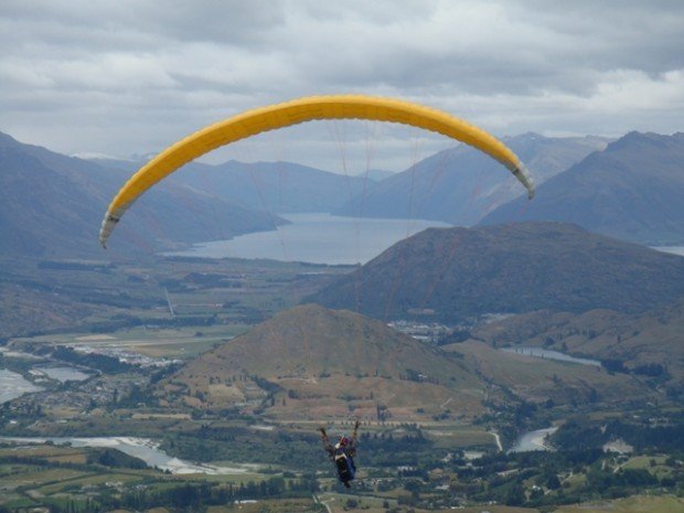 "Paragliding off Coronet Peak"