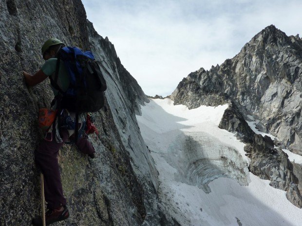 "Rock Climbing Dragontail Peak"