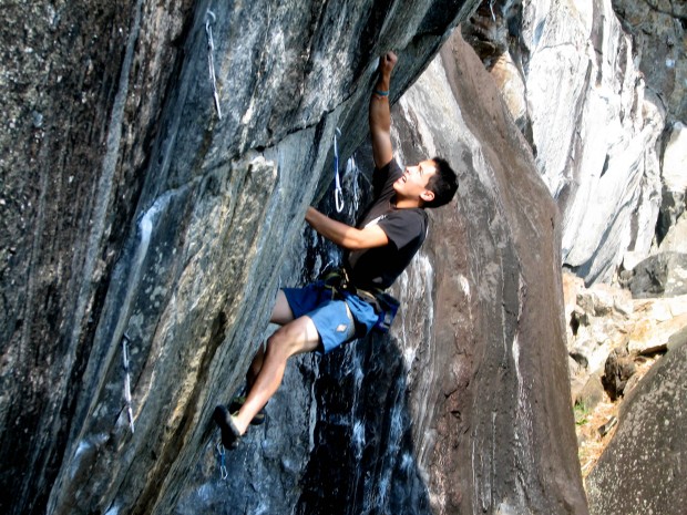 "Rock Climbing Self Right to Suicide Route"