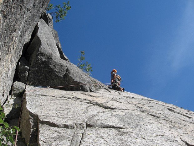 "Rock Climbing Snow Creek Wall-Outer Space Route"