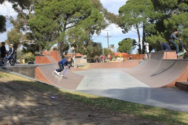 "Scootering at Osborne Skatepark"