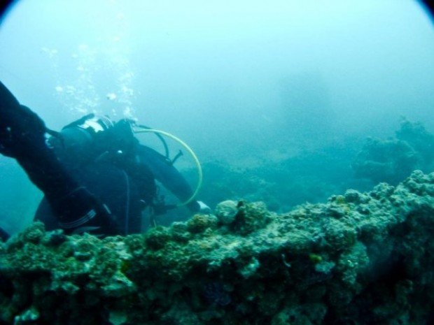 "Scuba Diver at Stanvac Barges Wreck"