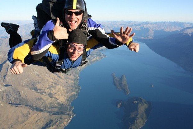"Skydivers over Glenorchy"