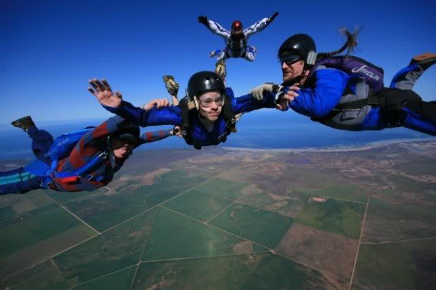 "Skydivers over Lower Light, Adelaide"