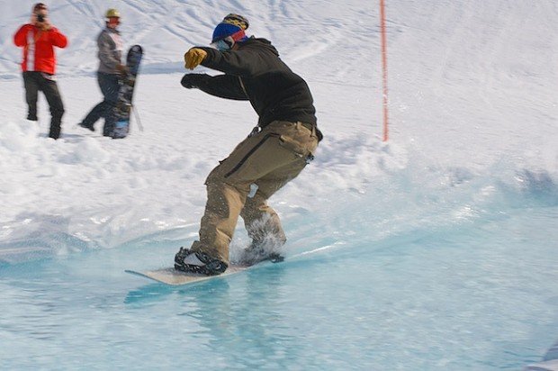 "Snowboarder at Broken River Ski Area"