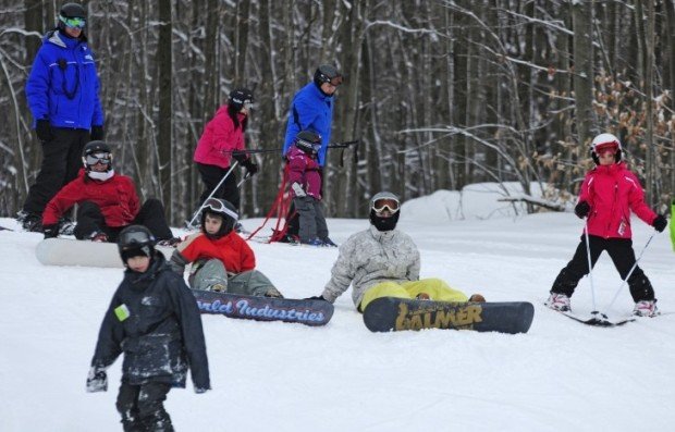 "Snowboarding at Mont Rigaud"