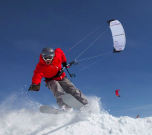 "Snowkiting in Sugar Bowl Ski Resort"