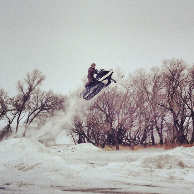 "Snowmobiler Jump at Mount Shasta"