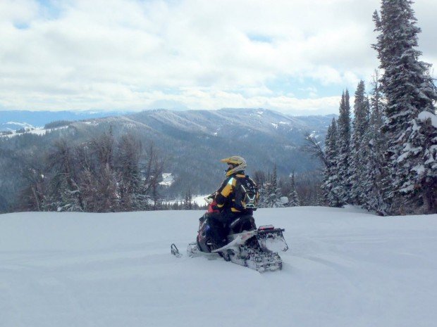 "Snowmobiling at Tuolumne Side of Sonora Pass"