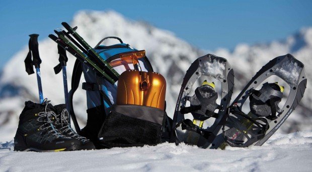 "Snowshoeing Alaska Lake Trail"