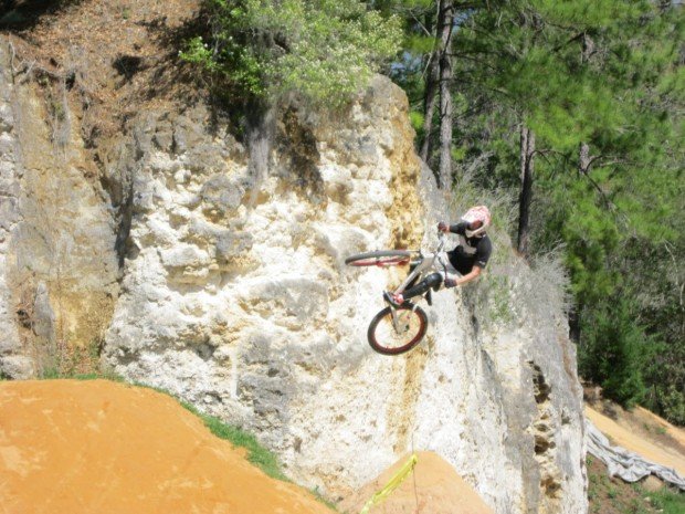 "Sugar Pine Railroad Mountain Biker big jump"