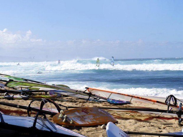 "Windsurfing Hookipa Beach"