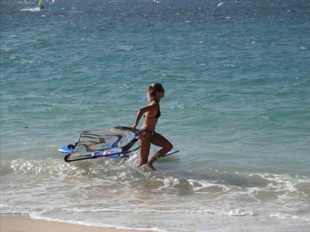 "Windsurfing Kahana Beach"