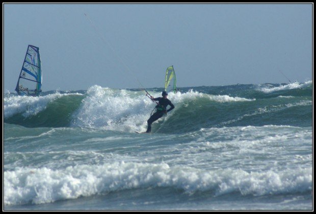 "Kitesurfing at Chappaquoit Beach"