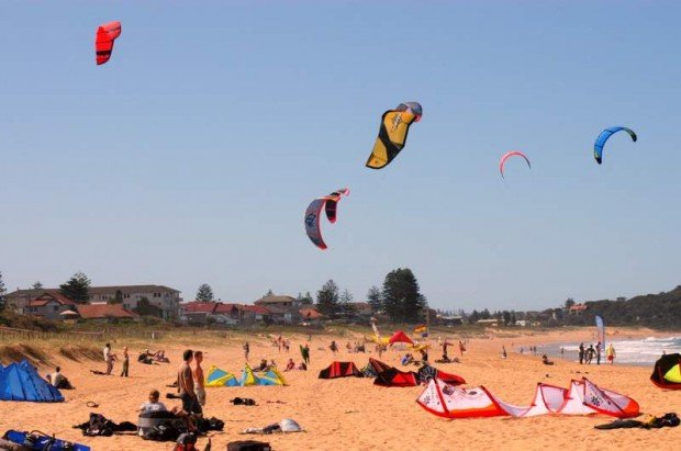 "Kitesurfing at Narrabeen Beach"