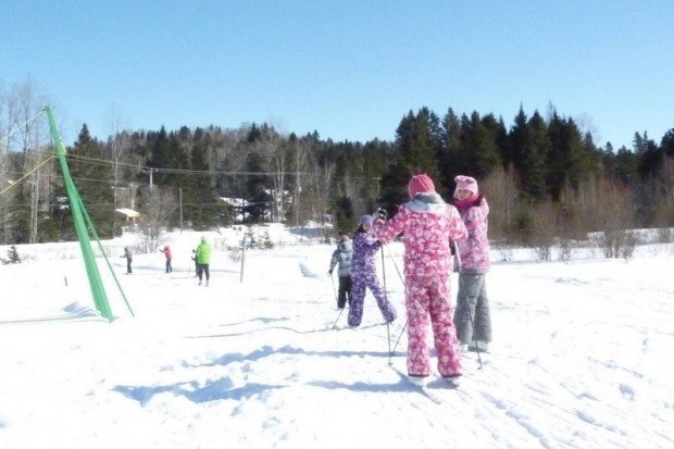 "Skiing at Morin Heights area"