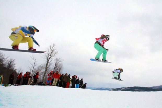 "Snowboarders at Belle Neige"