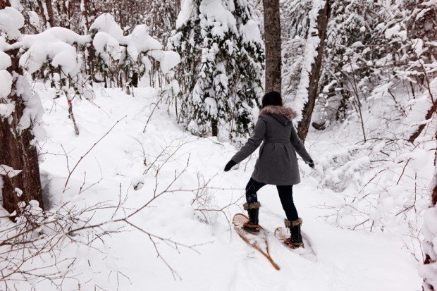 "Snow shoeing Quebec paths"