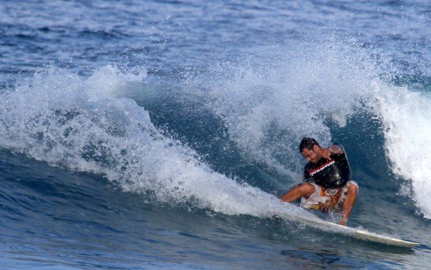 "Surfing Pine Trees Beach"