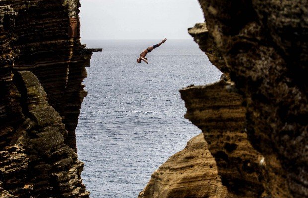 "Cliff jumping Islet of Vila Franca do Campo"