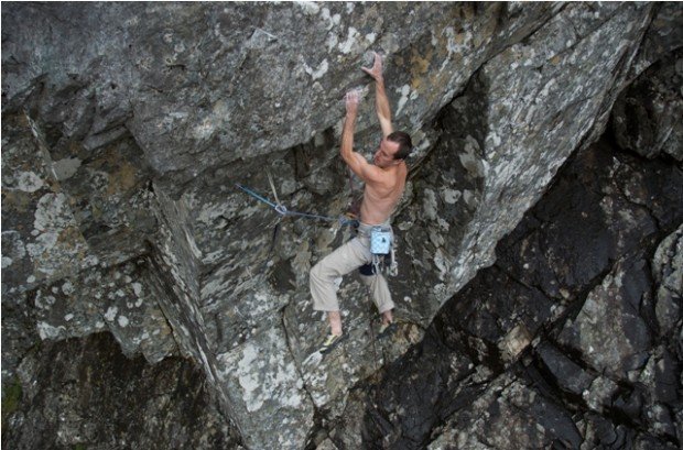 "Rock climbing at the Echo Wall of Ben Nevis"
