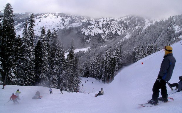 "Snowboarding at Crystal Mountain"