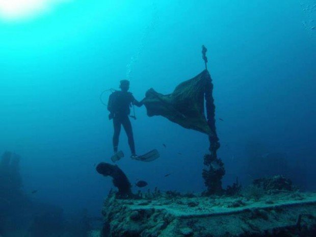 "Scuba diving at The Commerce Wreck"