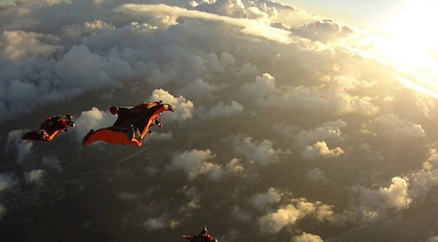 "Flying in a Wingsuit in Hamburg"