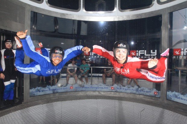 "Indoor sky diving at Siloso"