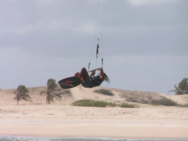 "Kitesurfing at Fonte da Telha beach"